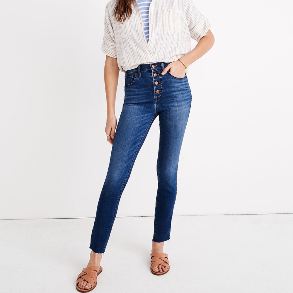 Madewell 10” High-Rise Skinny Crop Jeans Button Front Size 26